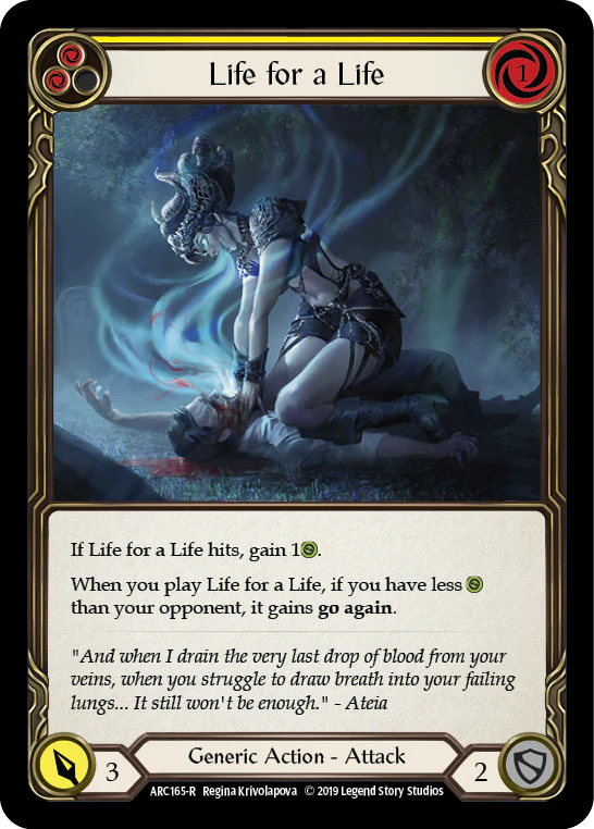 Life for a Life (Yellow) [ARC165-R] (Arcane Rising)  1st Edition Normal